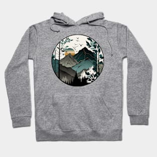 beautiful mountain view, vintage style Hoodie